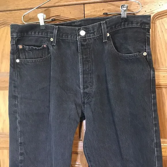 Levi's 501 Black Straight Leg Denim Jeans Men's size 36x34 Levi Strauss WPL 423 - Picture 3 of 13